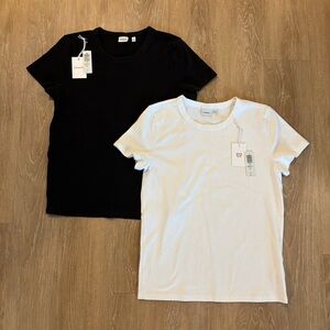 Sunday Best Little Ribbed Hip Tee Black White Lot of 2 - Aritzia